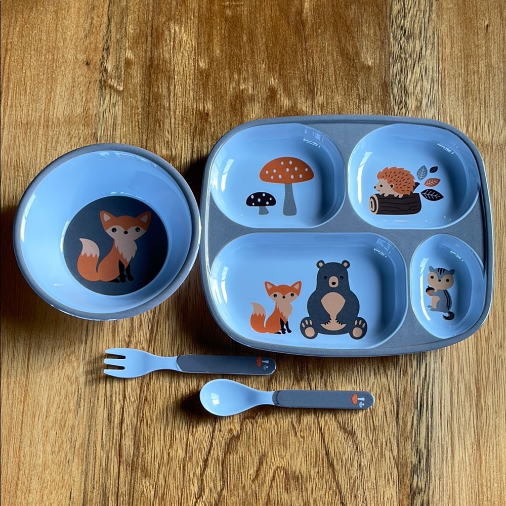 Monbebe, Melamine Mealtime Set, Woodland Baby, Toddler Dishes